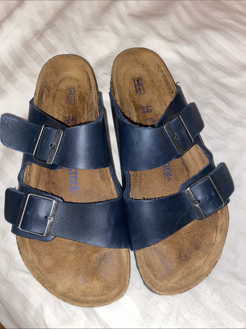 Birkenstock Navy Double-Strap Buckle Sandals